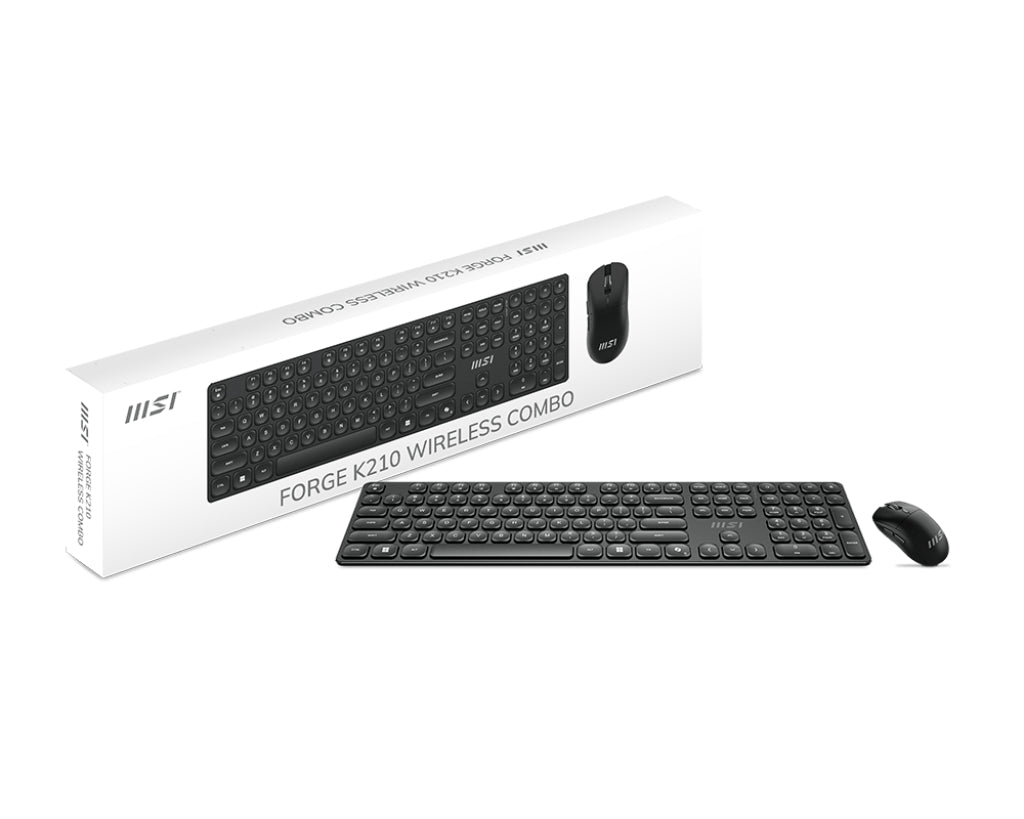 MSI FORGE K210 WIRELESS COMBO clavier Souris incluse maison/bureau USB Noir