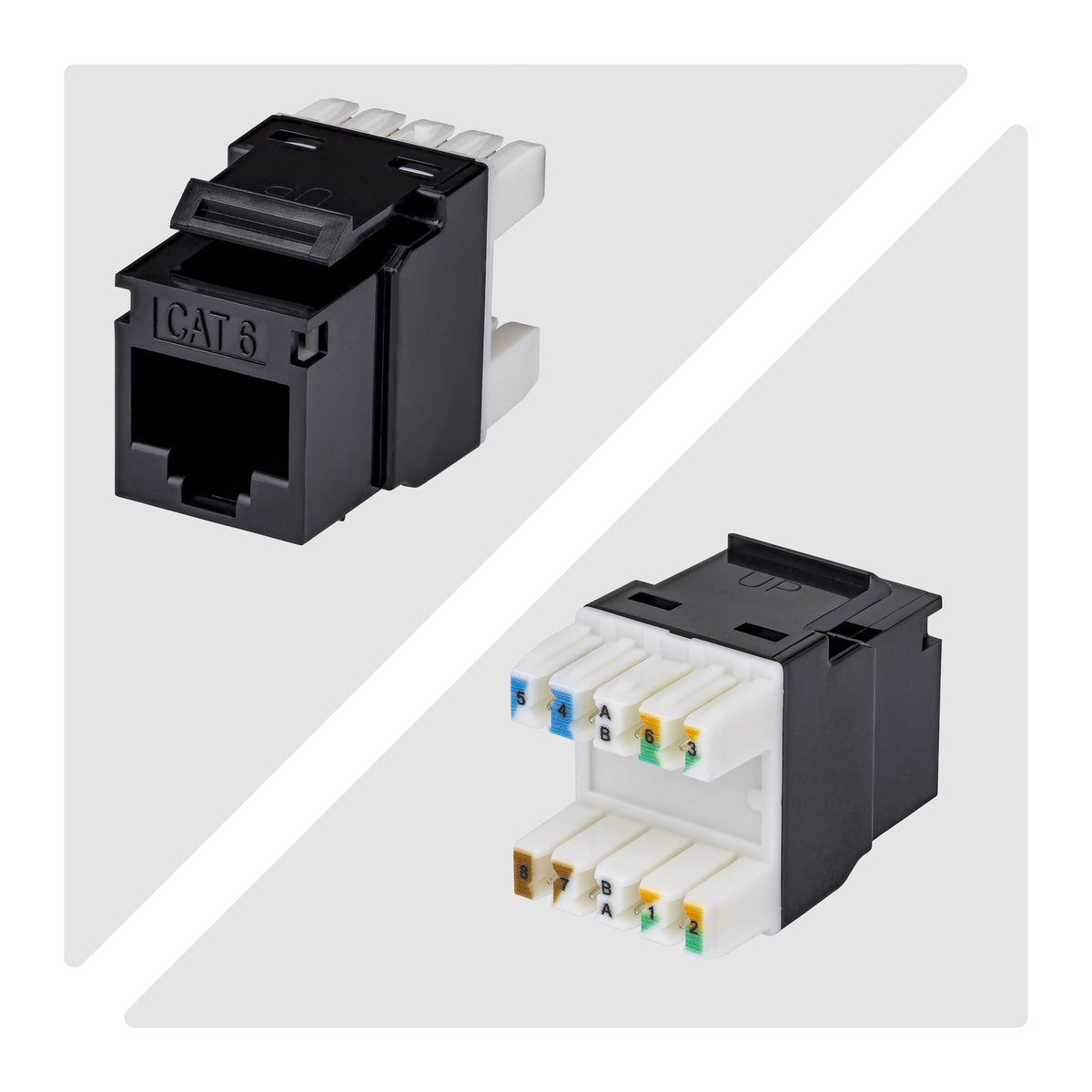 StarTech.com Jack Keystone Cat6, Lot de 24 Prises Ethernet RJ45 Keystone, Prise Murale UTP Cat6, Connecteur à 180 Degrés