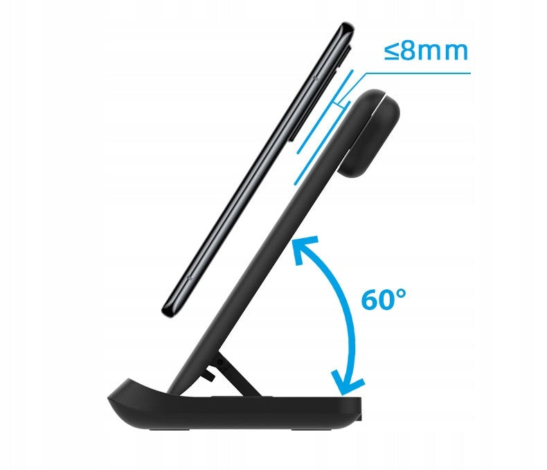 Chargeur sans fil 3-en-1 USB-C à induction pour téléphone, smartphone, montre connectée, écouteurs TWS, AirPods et Buds - Zenwire X12