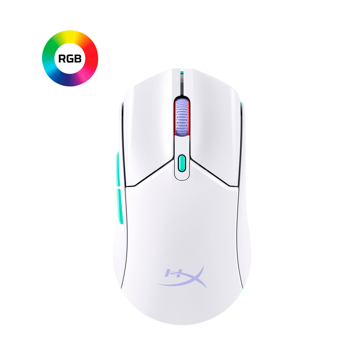 HyperX Pulsefire Haste 2 Core Wireless, Souris Gamer Sans Fil, 12 000 PPP, Blanc/Vert/Violet