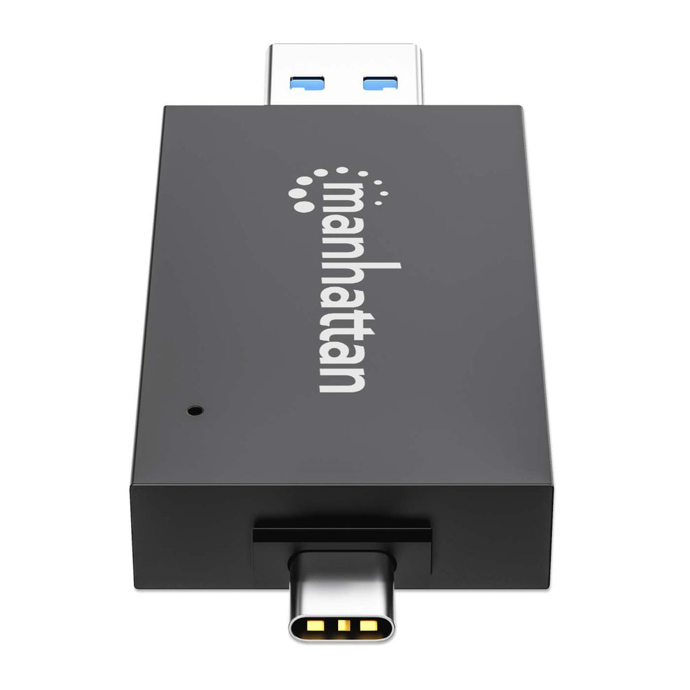 Manhattan Lecteur de Cartes Multiformat USB-A/USB-C, 5 Gbps USB 3.0, SD et microSD, Noir/Translucide