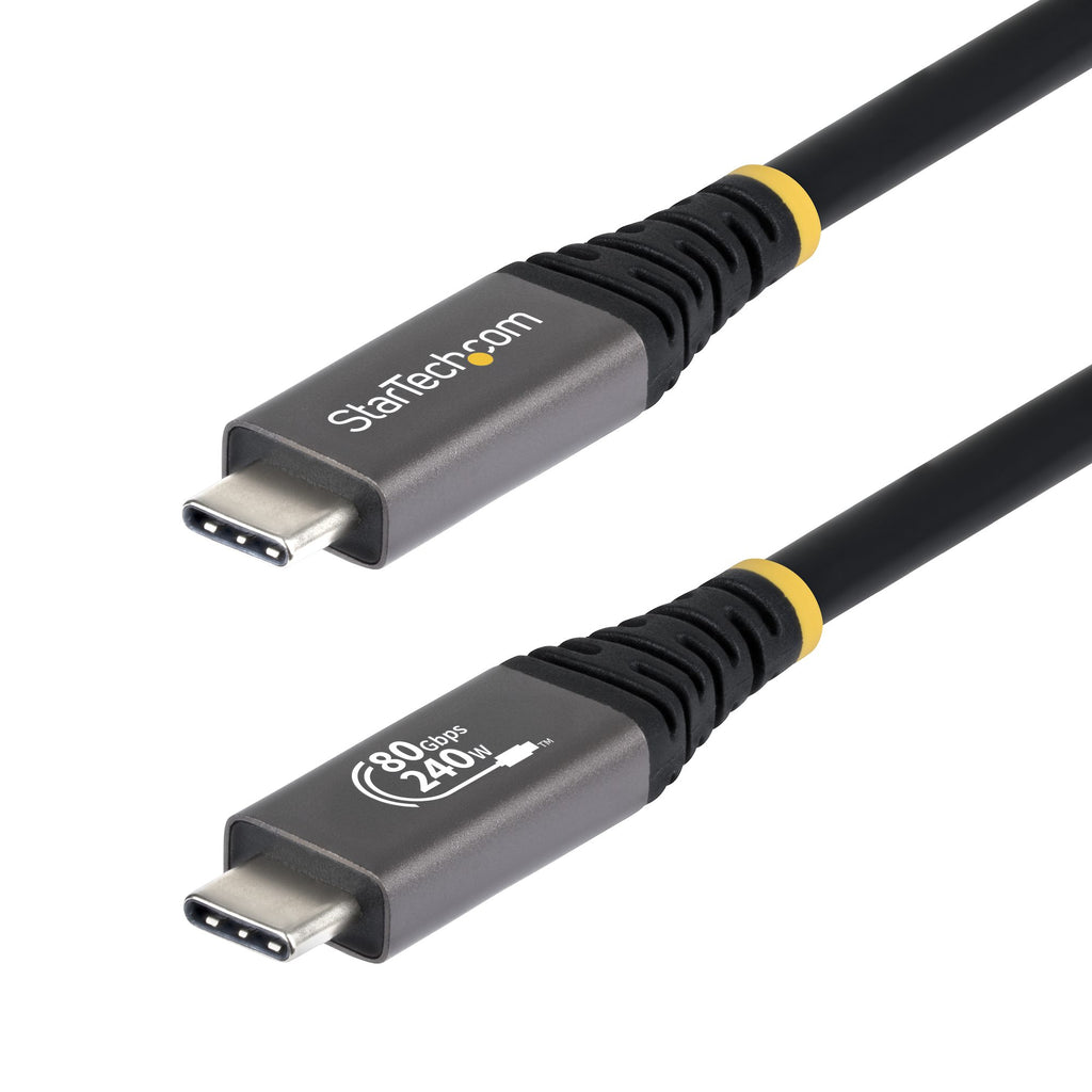 StarTech.com Câble USB4 de 1,5m, 80 Gbit/s, Câble USB-C Certifié USB-IF, 240 W PD, 8K 120 Hz/4K 240 Hz DP2.1 DP80, Gaine en TPE, Compatible Thunderbolt 4 - Cordon USB-C Noir