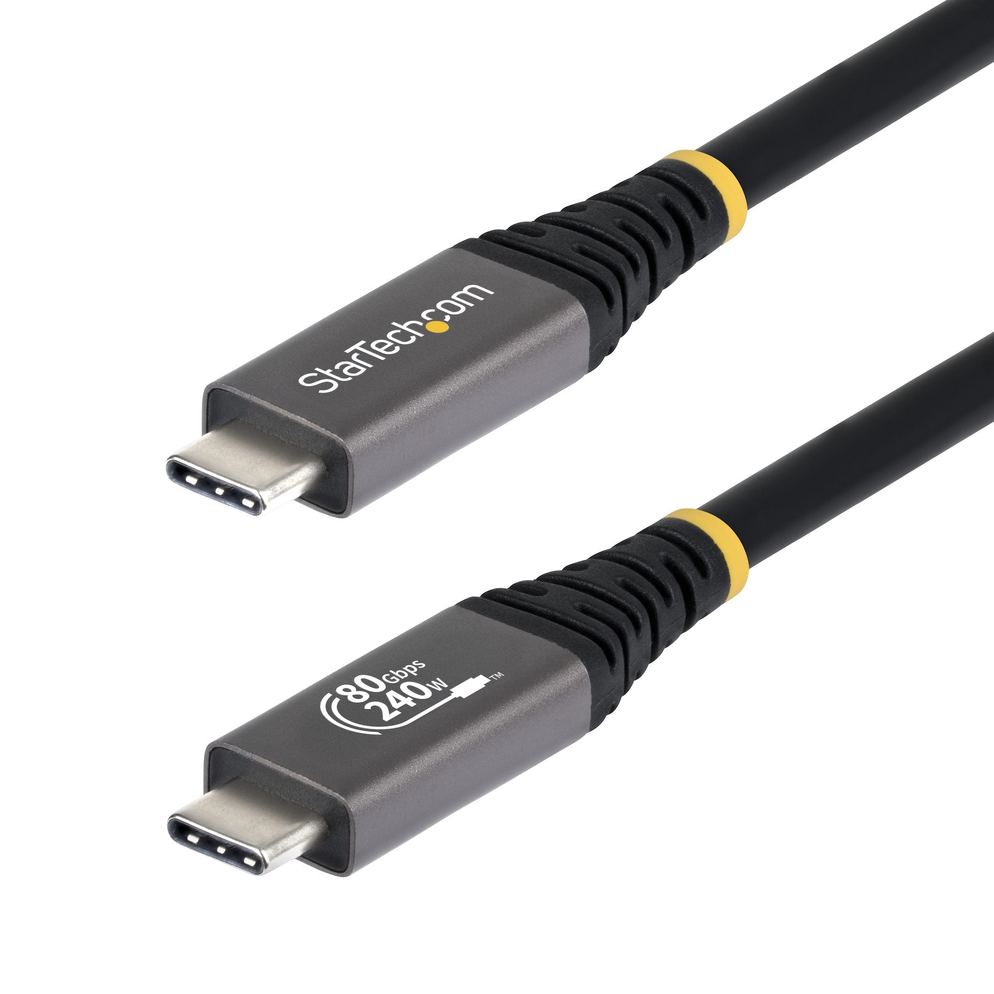 StarTech.com Câble USB4 de 1,5m, 80 Gbit/s, Câble USB-C Certifié USB-IF, 240 W PD, 8K 120 Hz/4K 240 Hz DP2.1 DP80, Gaine en TPE, Compatible Thunderbolt 4 - Cordon USB-C Noir