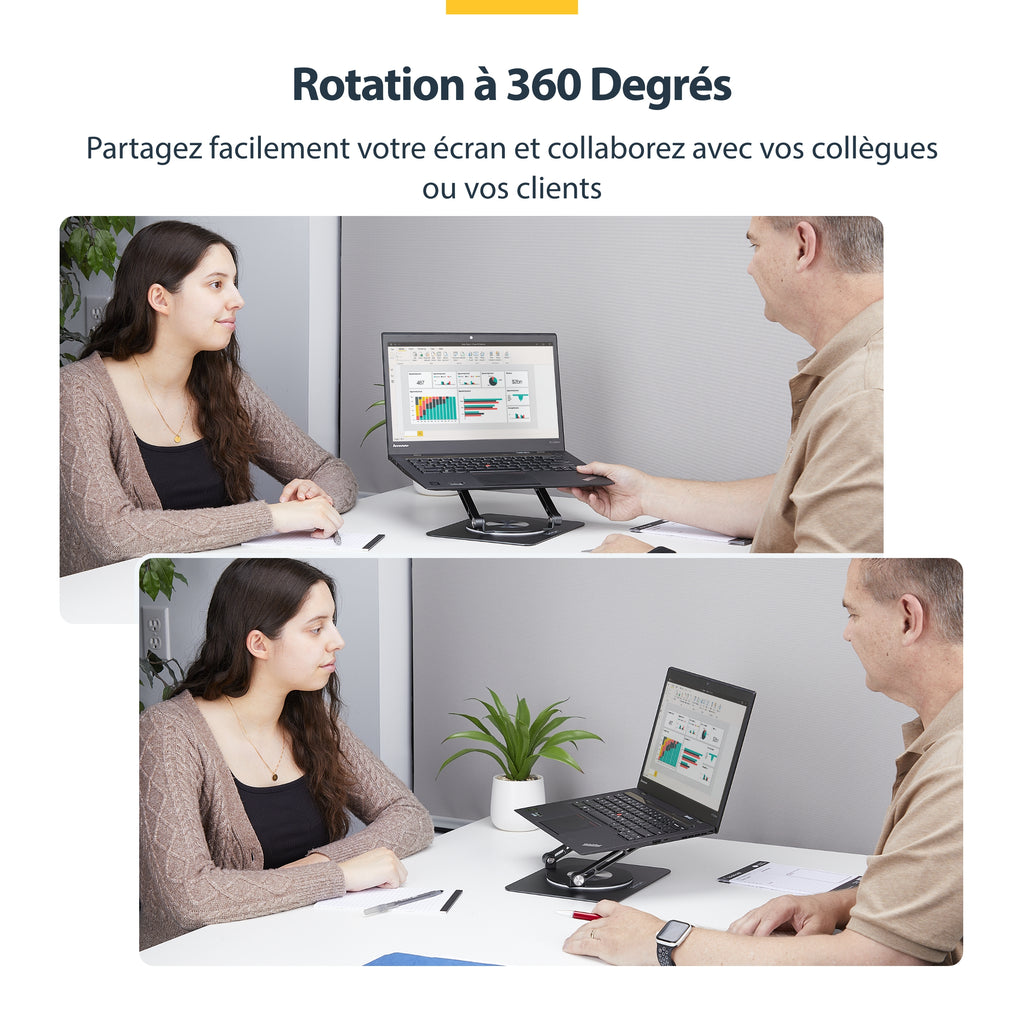 StarTech.com Support Rotatif pour PC Portable, Base Pivotante à 360&deg;, Support Rotatif pour Bureau, Hauteur et Inclin