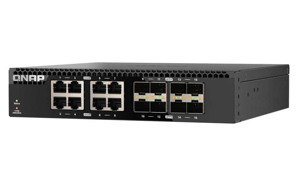 QNAP QSW-3216R-8S8T Commutateur Réseau Non-géré L2 10G Ethernet, 8 ports SFP+ et 8 ports RJ45, Noir
