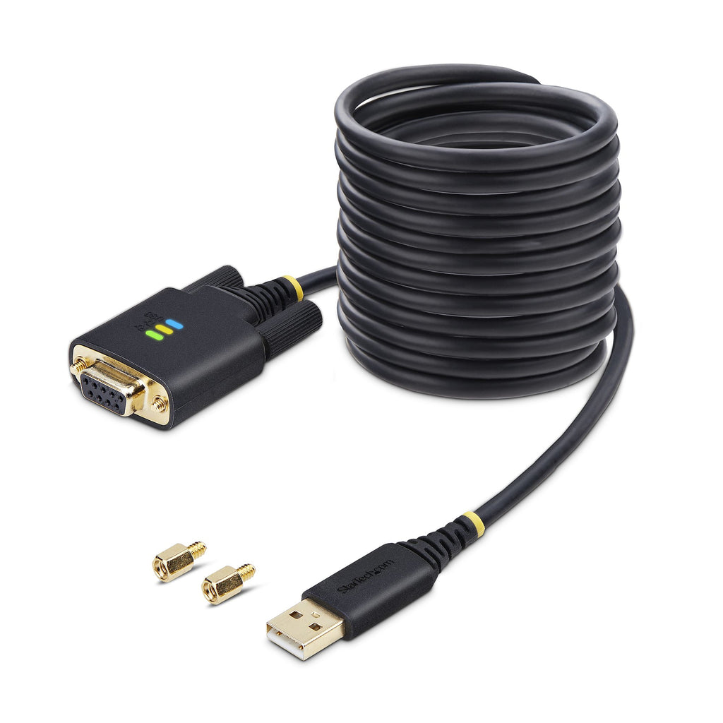 StarTech.com Adaptateur USB vers Série Null Modem de 3m, Vis/Écrous DB9 Interchangeables, COM Rétention, Câble Adaptateu