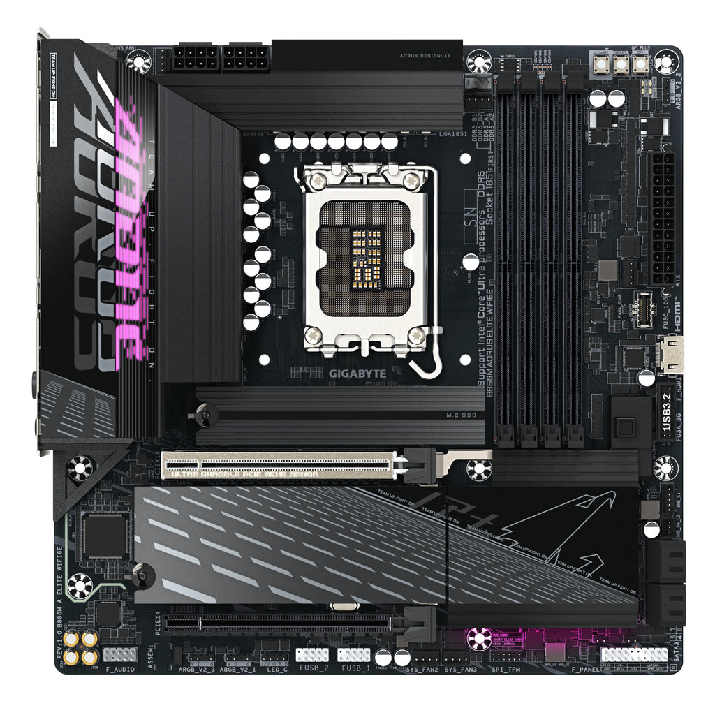 GIGABYTE B860M AORUS ELITE WIFI6E Carte mère - Processeurs Intel Core Ultra, VRM 12+1+2+1 phases, jusqu'à 9200MHz DDR5, 1xPCIe 5.0 + 2xPCIe 4.0 M.2, LAN 2,5 GbE, WIFI 6E, Thunderbolt
