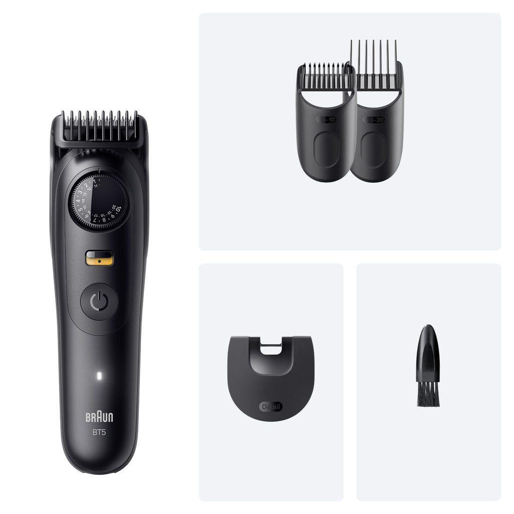 Braun BeardTrimmer 5 80789813 Tondeuse à Barbe Noir, AC/Batterie, Mouillé & Sec
