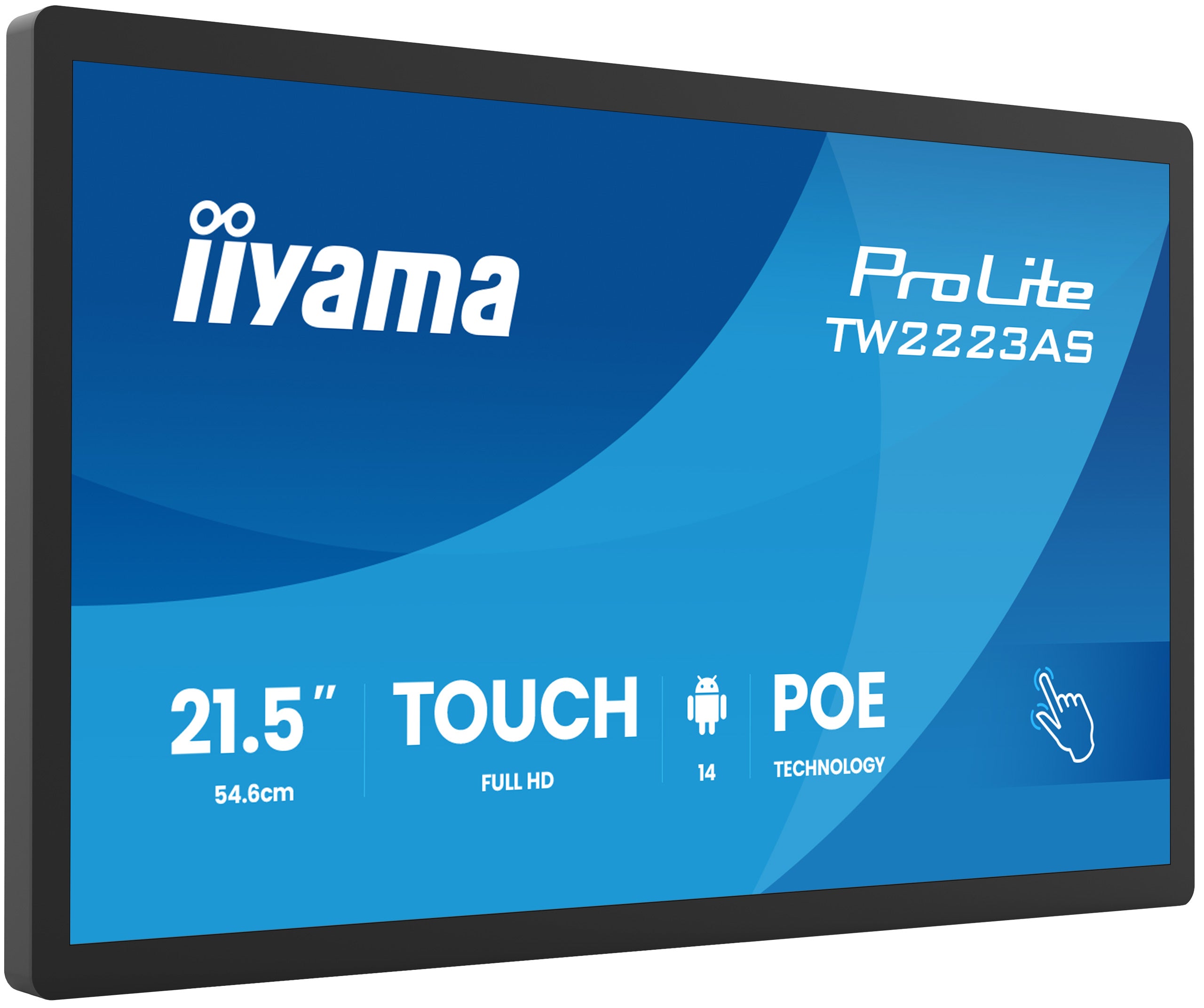 iiyama TW2223AS-B3P Écran d'affichage dynamique Écran plat interactif 54,6 cm (21.5") Wifi 450 cd/m² Full HD Noir Écran tactile Intégré dans le processeur Android 24/7