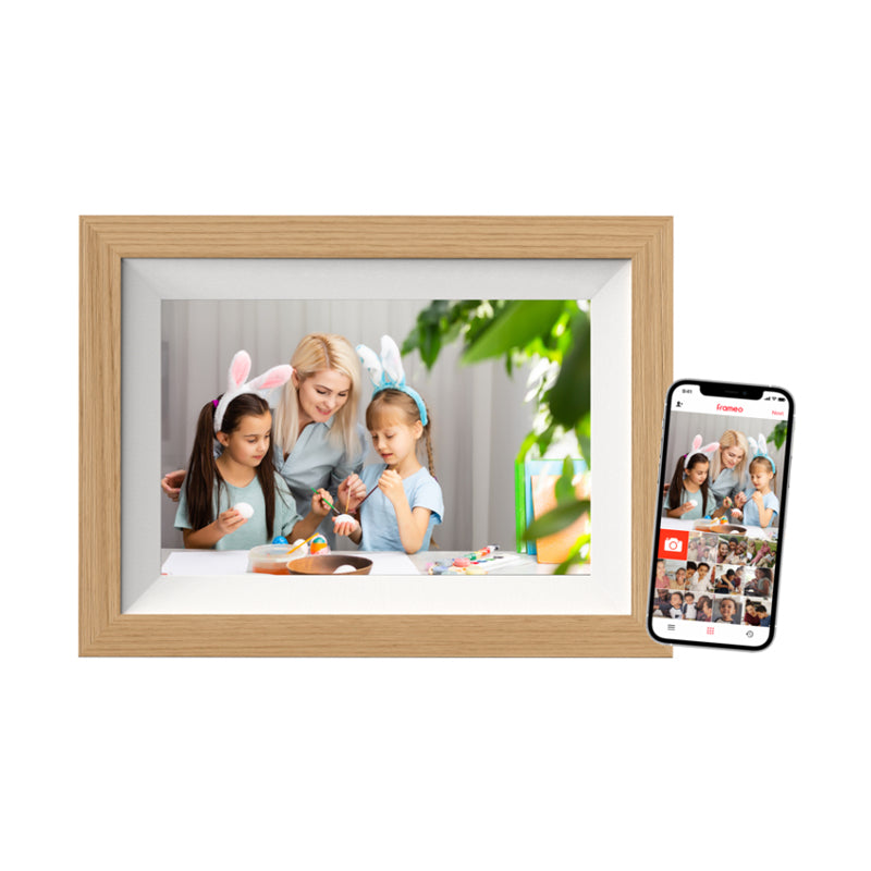 Braun DigiFrame 10W Cadre Photo Numérique 25,6 cm (10.1") Écran Tactile Wifi, Blanc et Bois