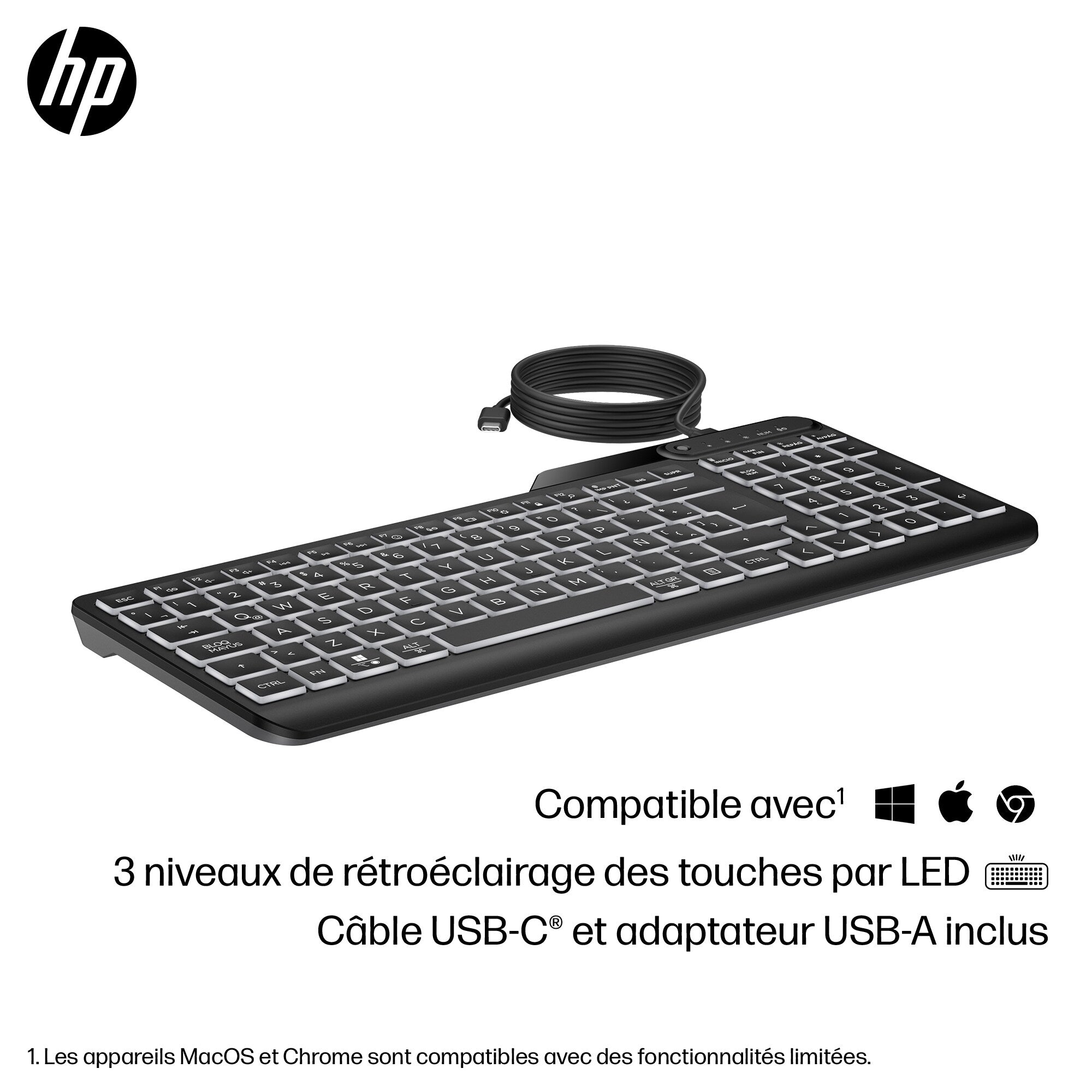 HP Clavier filaire rétroéclairé 400