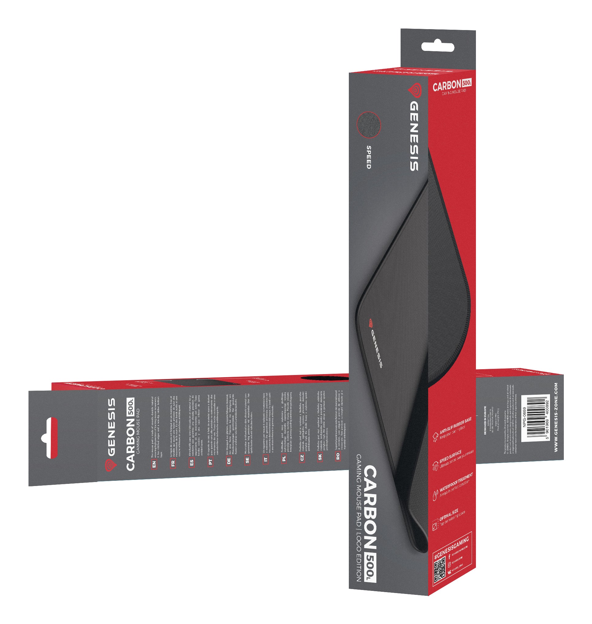 GENESIS Carbon 500 L Tapis de souris de jeu Noir