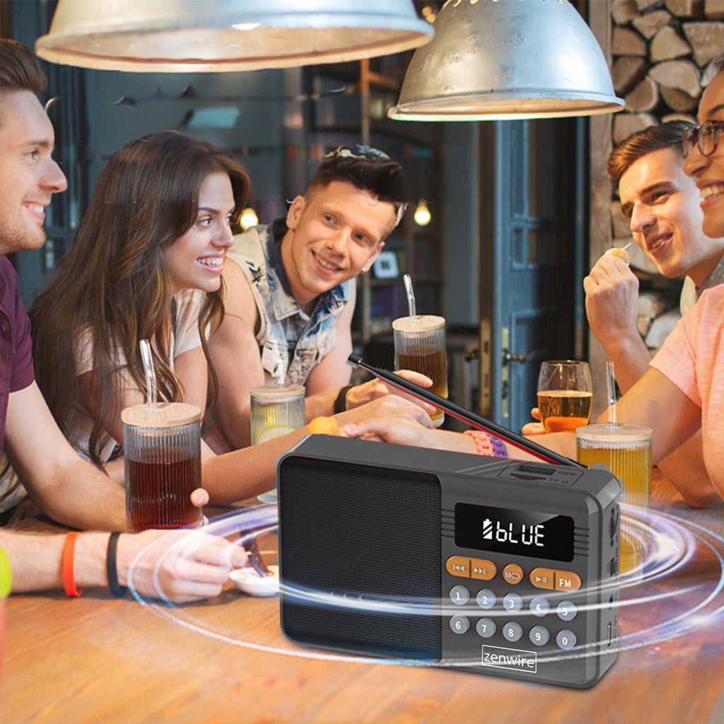 Mini radio FM Bluetooth portable à piles, haut-parleur sans fil pour la cuisine Zenwire YSF-005BT