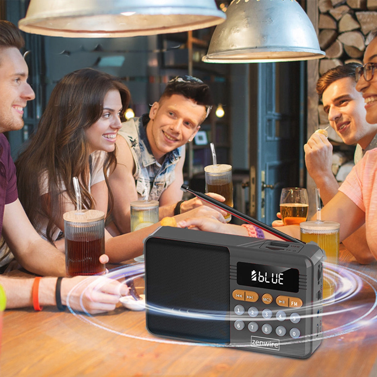 Mini radio FM Bluetooth portable à piles, haut-parleur sans fil pour la cuisine Zenwire YSF-005BT