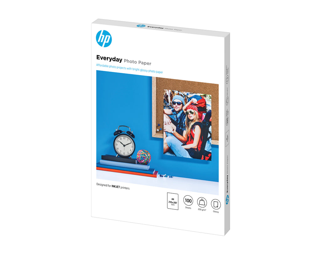 HP Papier photo Everyday, brillant, 200 g/m2, A4 (210 x 297 mm), 100 feuilles