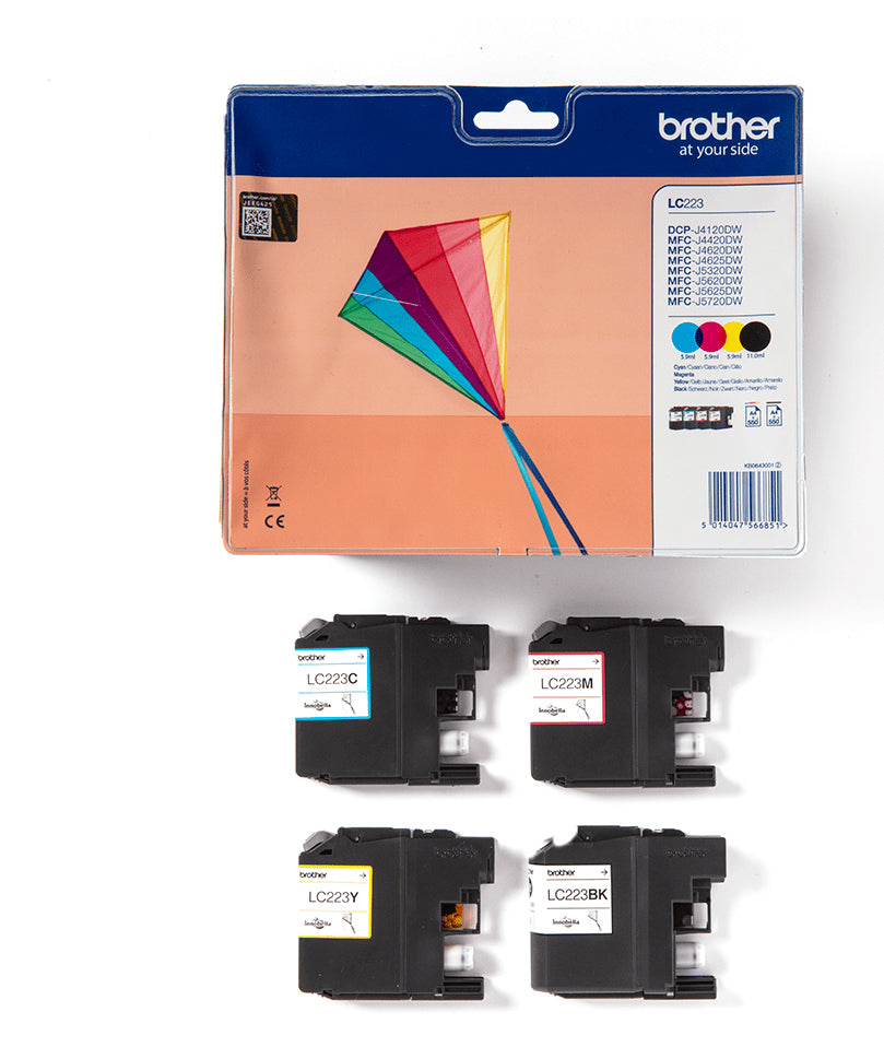 Brother LC223VALBPDR cartouche d'encre 4 pièce(s) Original Noir, Cyan, Magenta, Jaune