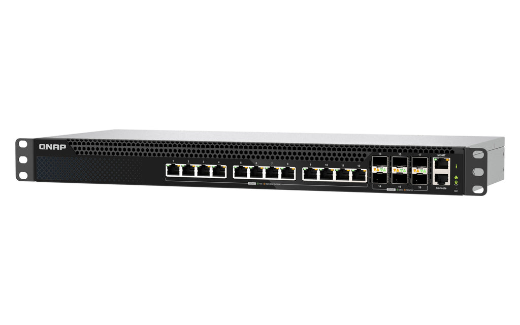 QNAP QSW-M5218-6F12T commutateur réseau Géré L3 10G Ethernet (100/1000/10000) 1U Noir