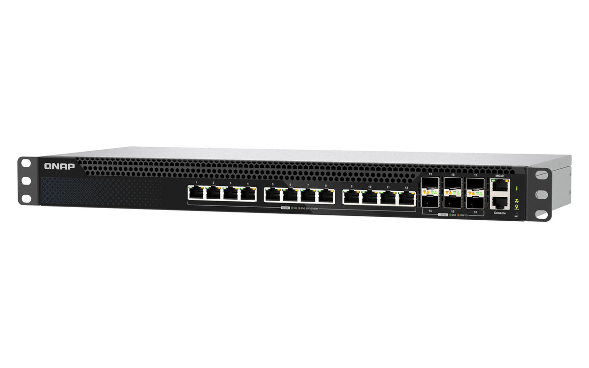 QNAP QSW-M5218-6F12T commutateur réseau Géré L3 10G Ethernet (100/1000/10000) 1U Noir