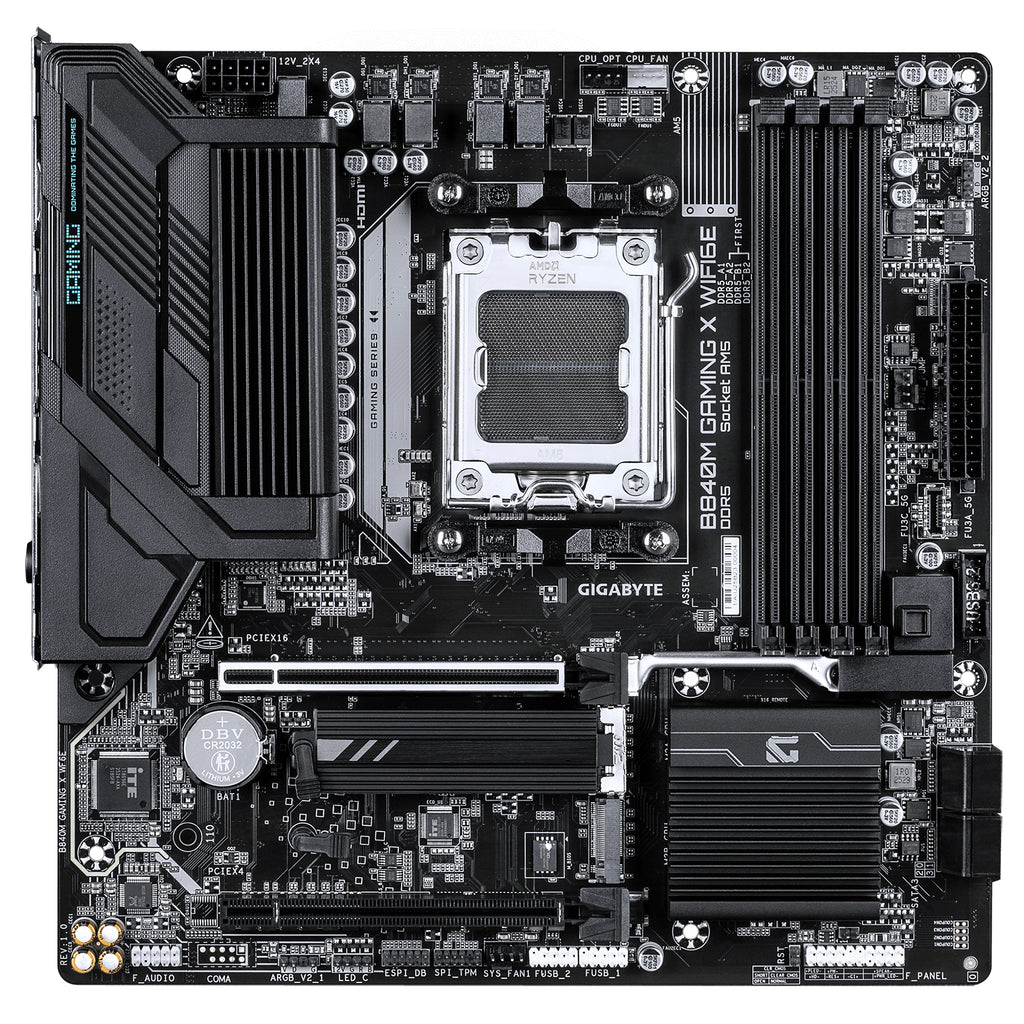 GIGABYTE B840M GAMING X WIFI6E Carte Mère – Processeurs AMD Ryzen 9000, VRM 8+2+2 phases, jusqu’à 8200 MHz DDR5 (O.C.), 