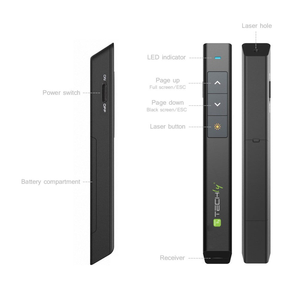 Techly ITC-LASER26 télécommande RF Noir