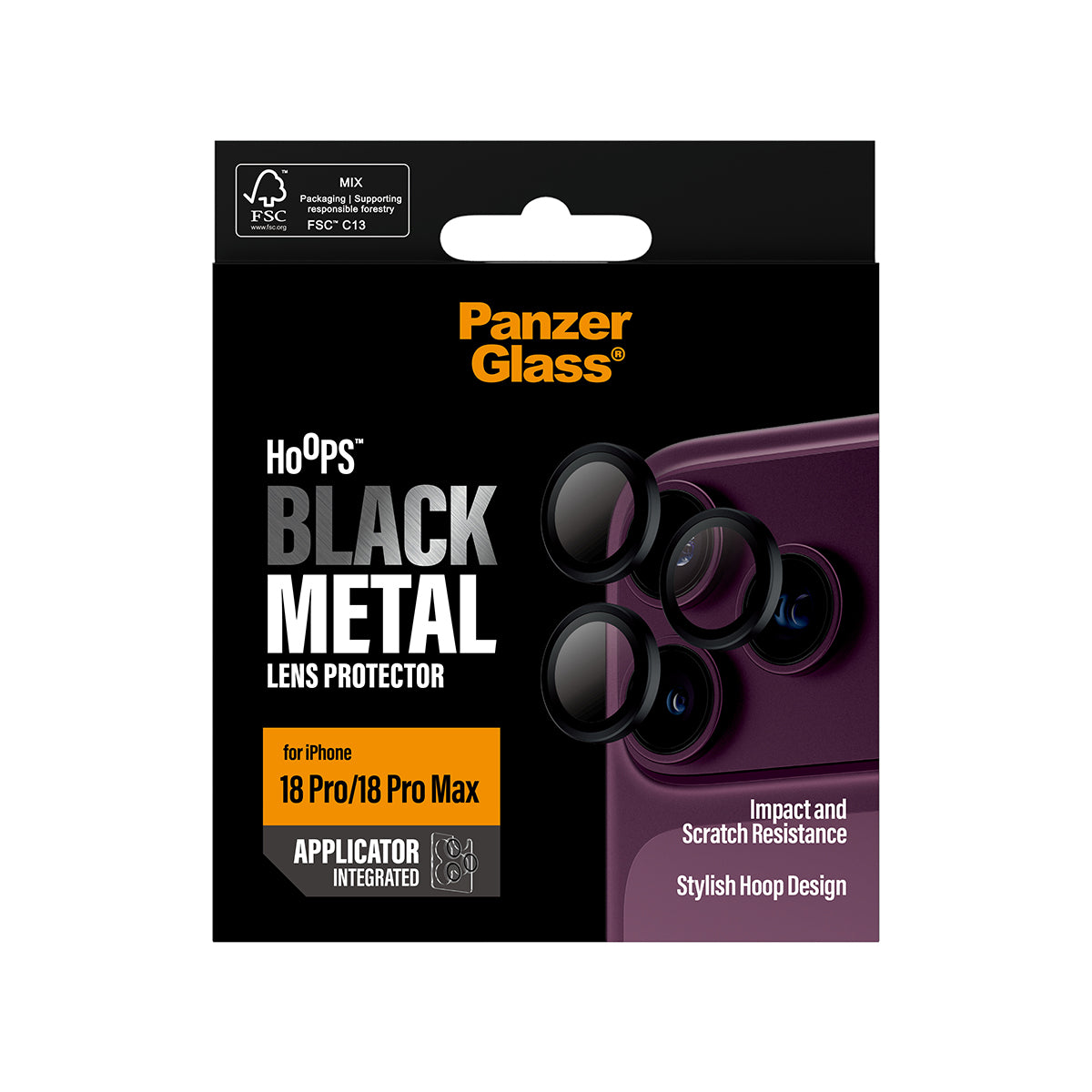 PanzerGlass ® Hoops® Camera Lens Protector Black iPhone 2026 Pro | 2026 Pro Max Protection d'écran transparent 1 pièce(s