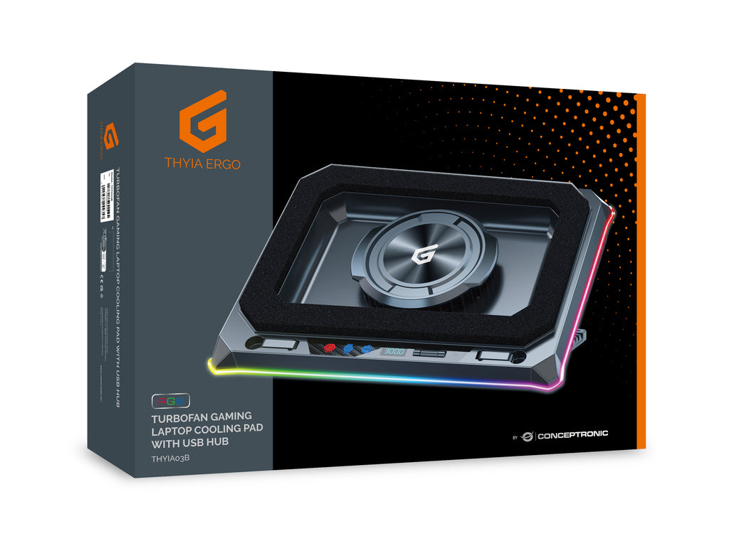 Conceptronic THYIA03B système de refroidissement pour ordinateurs portables 48,3 cm (19") 2400 tr/min Noir