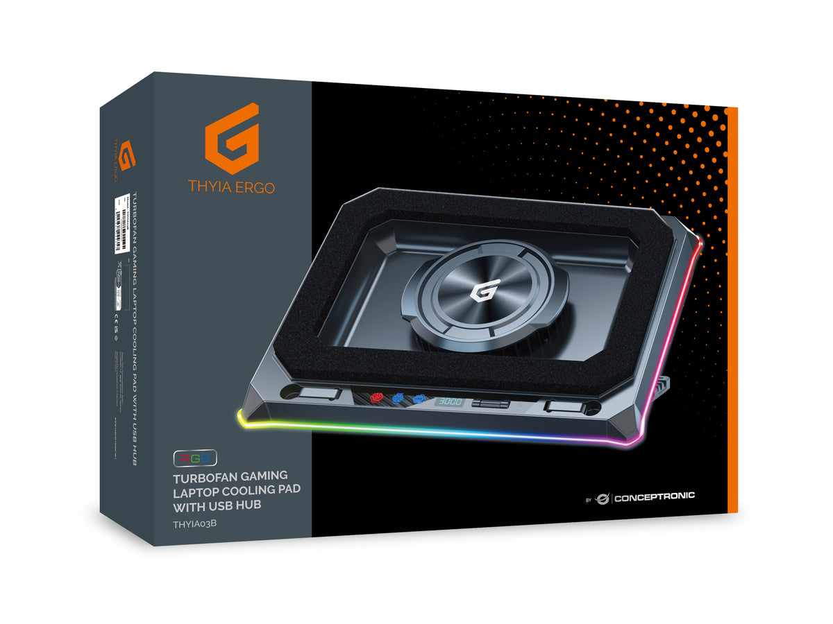 Conceptronic THYIA03B système de refroidissement pour ordinateurs portables 48,3 cm (19") 2400 tr/min Noir