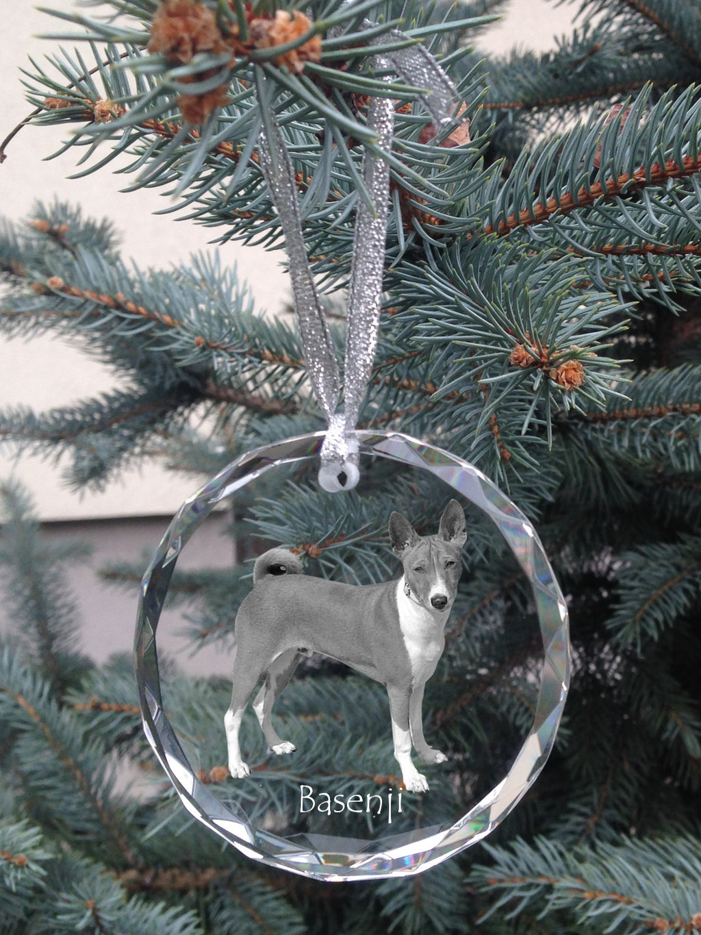 Basenji, African bush dog, Congo dog - crystal bauble with a photo, dog photo in crystal, personalized Christmas tree ornament by Art-Dog brand