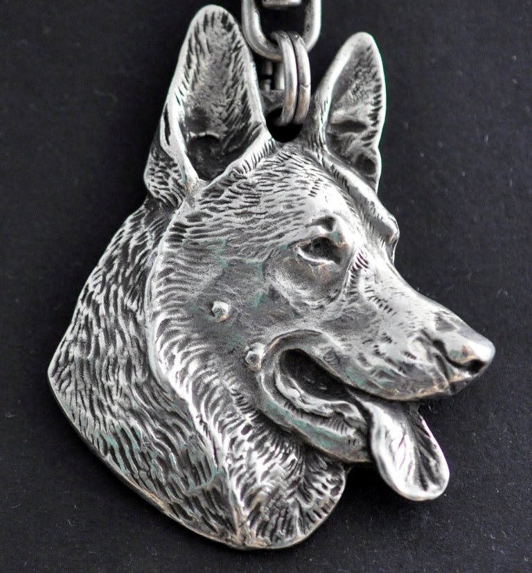 German Shepherd Dog, Alsatian Wolf Dog - Dog necklace in gift box, silver-plated locket for dog fan, striking pendant by Art-Dog brand