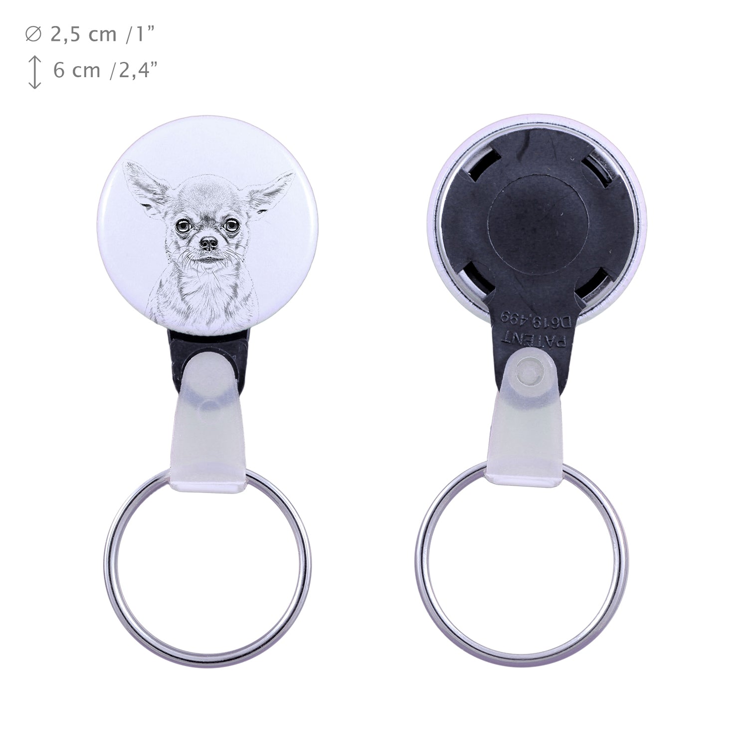 Chihuahua long-haired - keychain with a dog portrait, pendant with the brand's own Art-Dog graphics