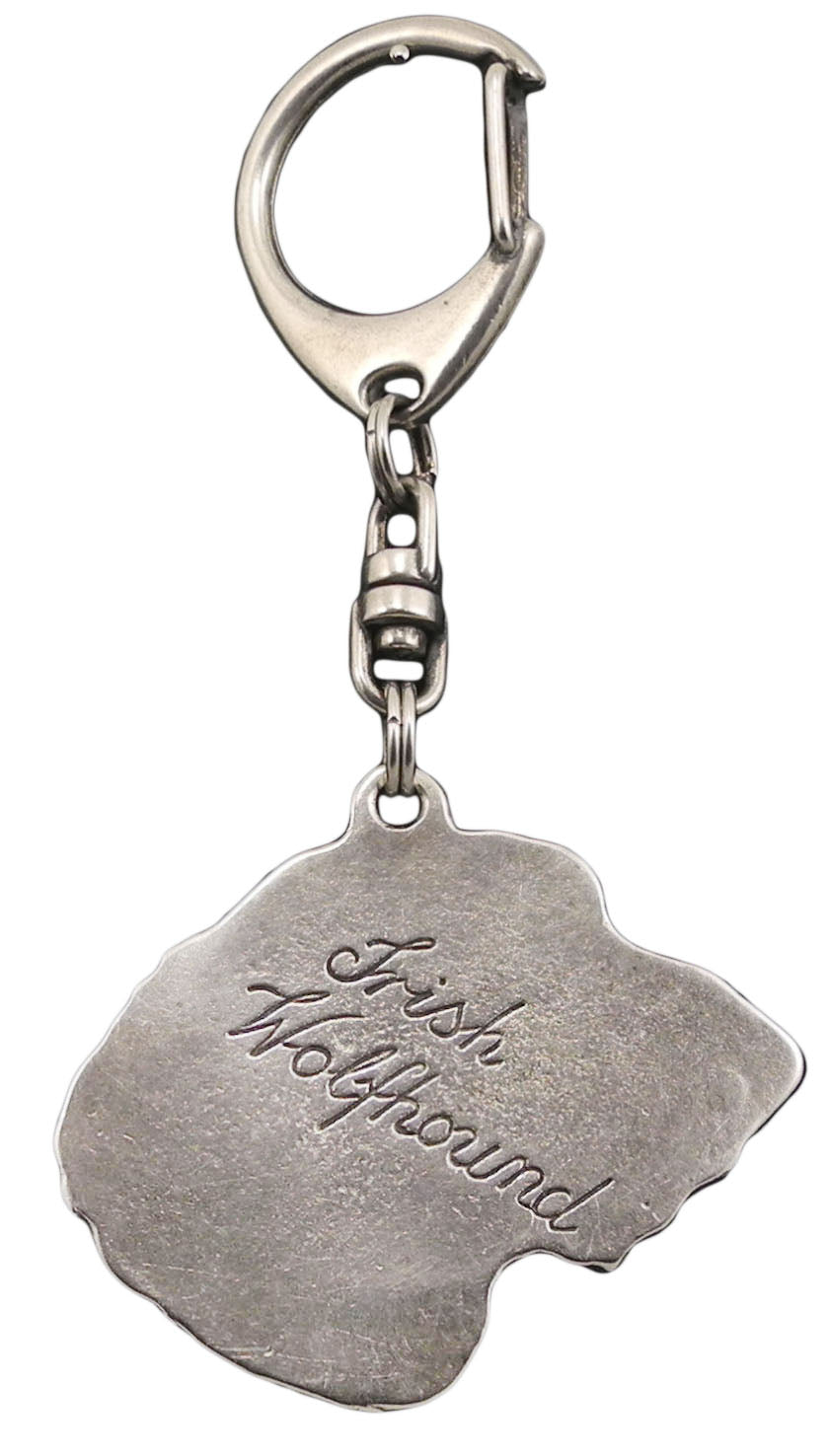 Irish Wolfhound I - Silver-plated key ring with a dog in a gift box, handbag decoration, backpack pendant by Art-Dog brand