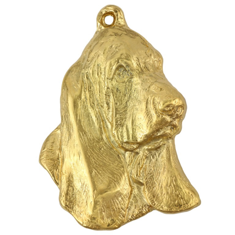Basset Hound II - keychain and necklace with a dog in a box, high-quality gold-plated product, Art-Dog brand