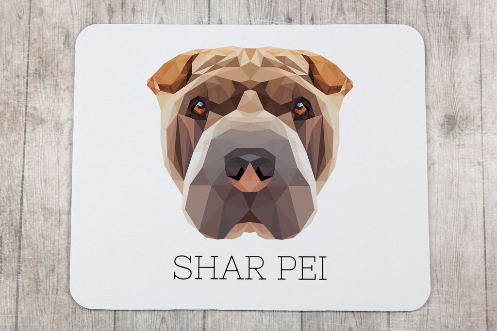 Shar Pei - geometric mouse pad with a picture and text by Art-Dog