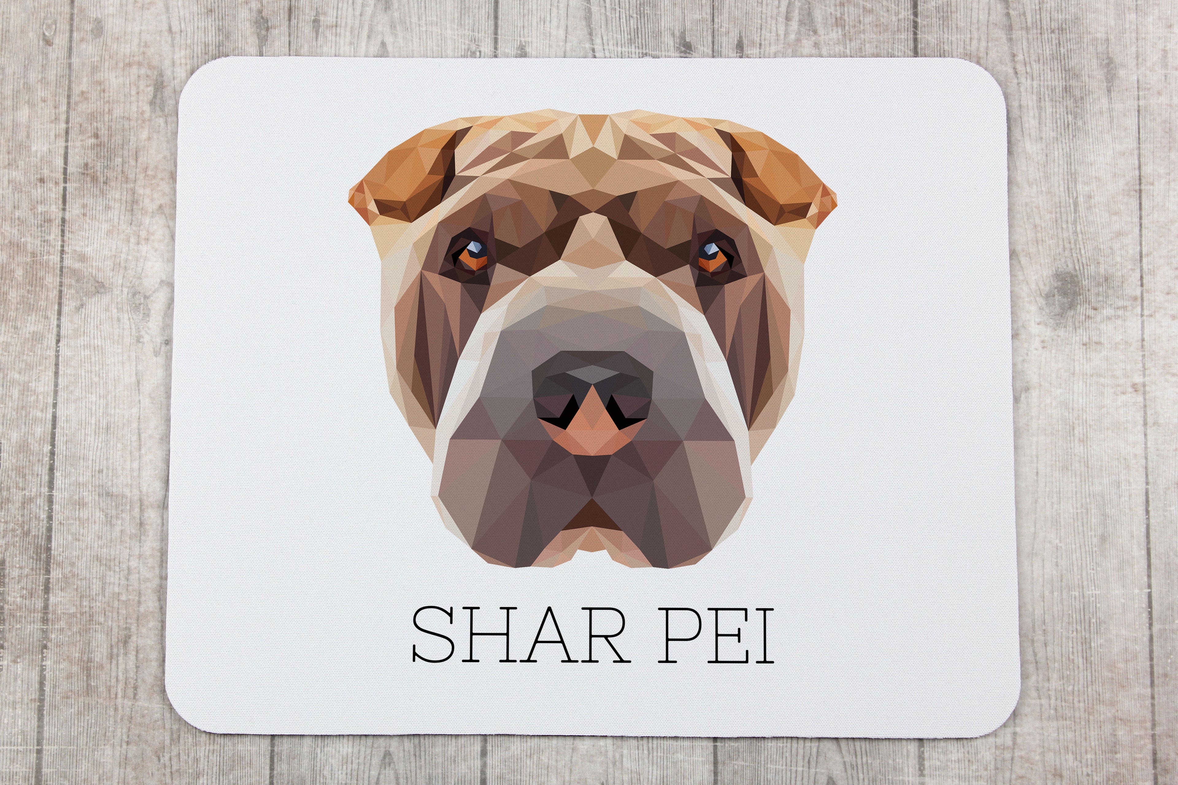 Shar Pei - geometric mouse pad with a picture and text by Art-Dog