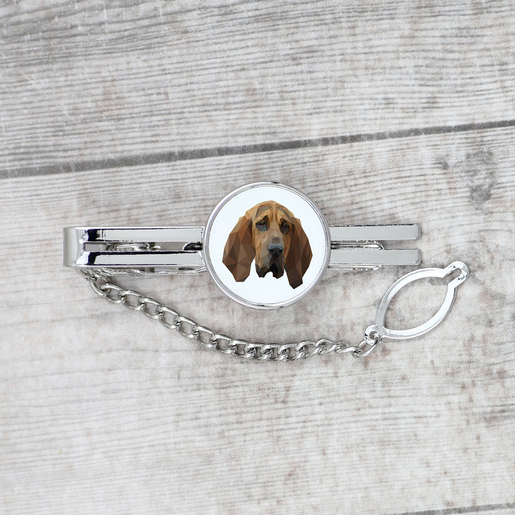 Bloodhound, St. Hubert Hound, Sleuth-hound - geometric tie clip with a picture and inscription from Art-Dog