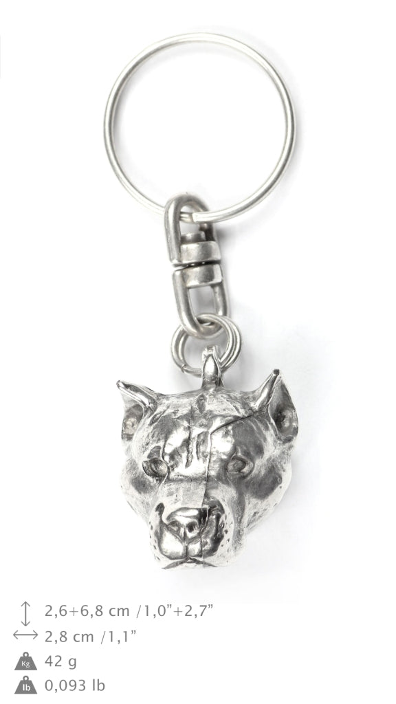 American Staffordshire Terrier, Amstaff - Silver-plated pendant with a dog in a decorative box, handbag decoration, backpack pendant by Art-Dog brand