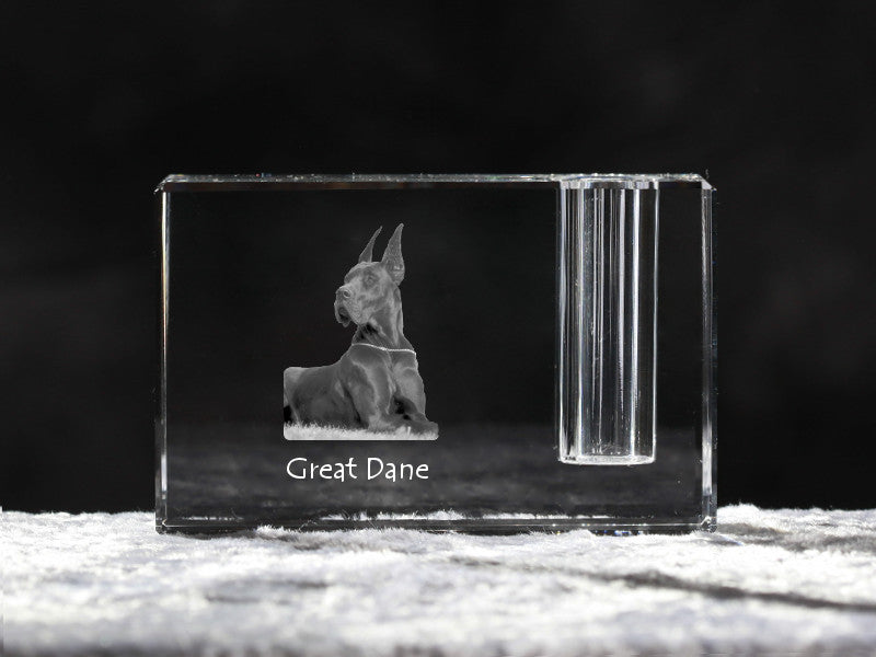 Great Dane I - Pen stand, crystal organiser with dog photo, unique desk decoration by Art-Dog brand