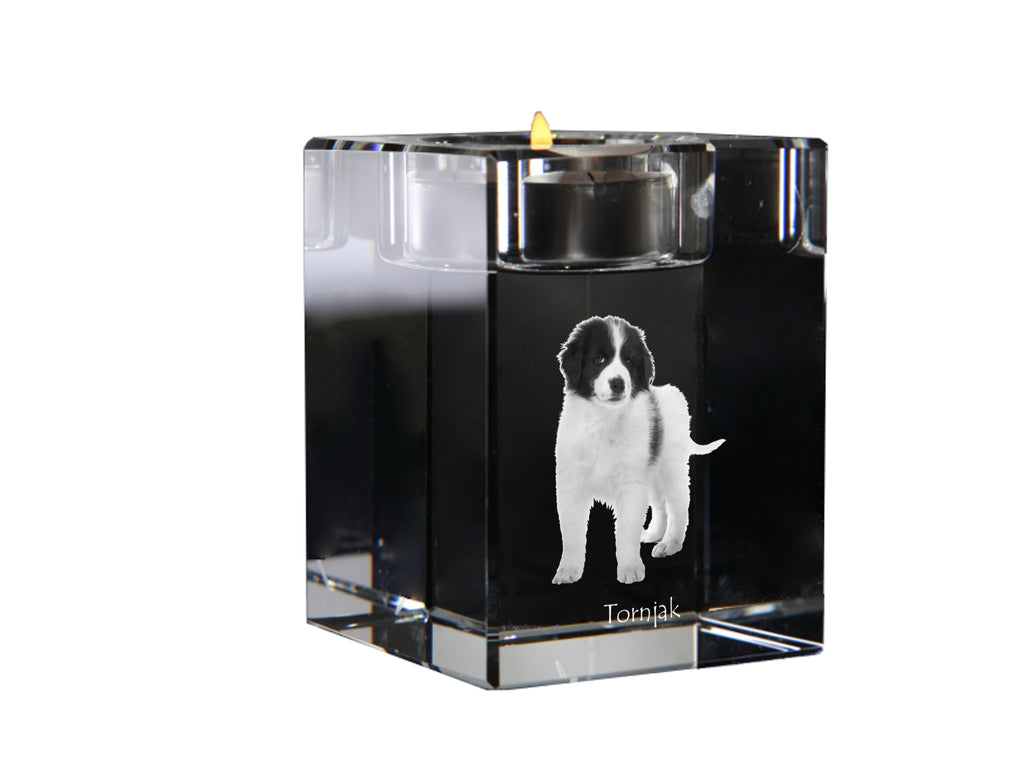 Tornjak, Bosnian And Herzegovinian - Croatian Shepherd Dog - Candle holder with dog photo, crystal tealight holder, personalised gift by Art-Dog brand
