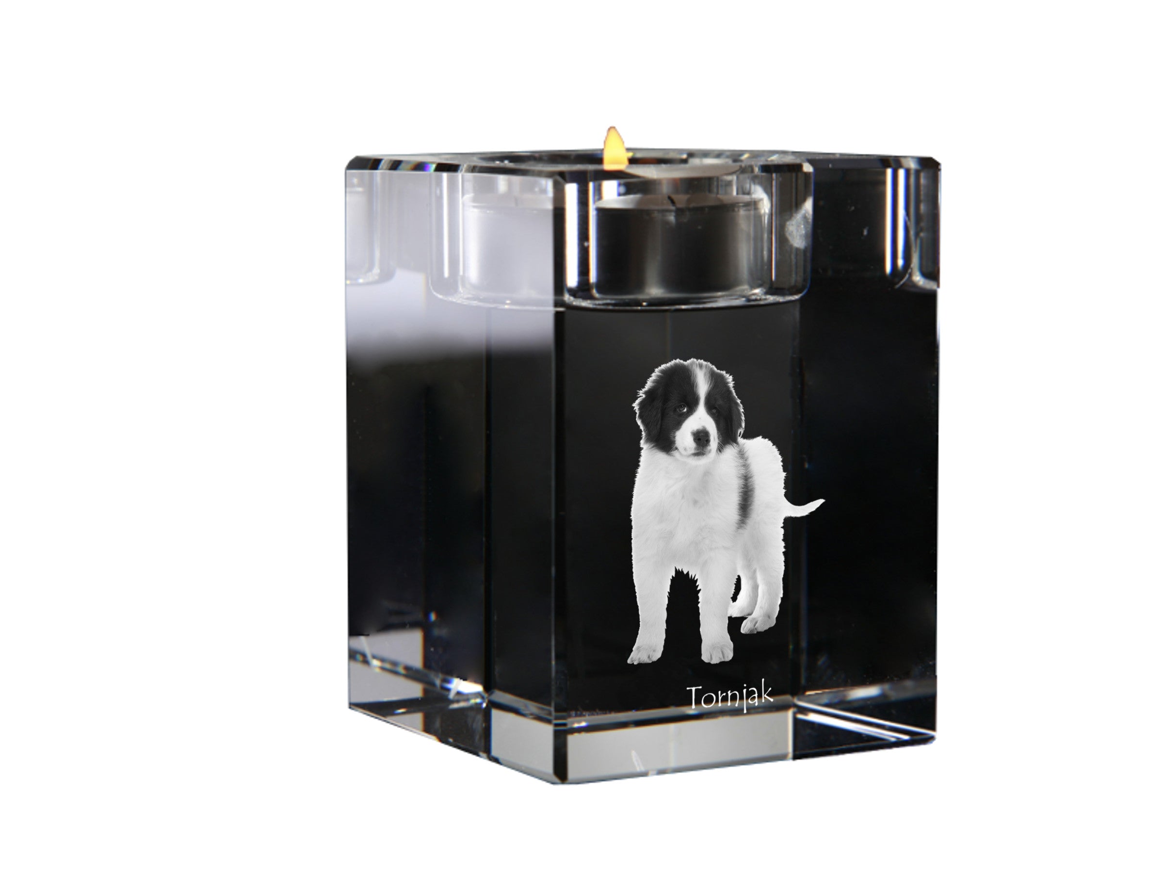 Tornjak, Bosnian And Herzegovinian - Croatian Shepherd Dog - Candle holder with dog photo, crystal tealight holder, personalised gift by Art-Dog brand