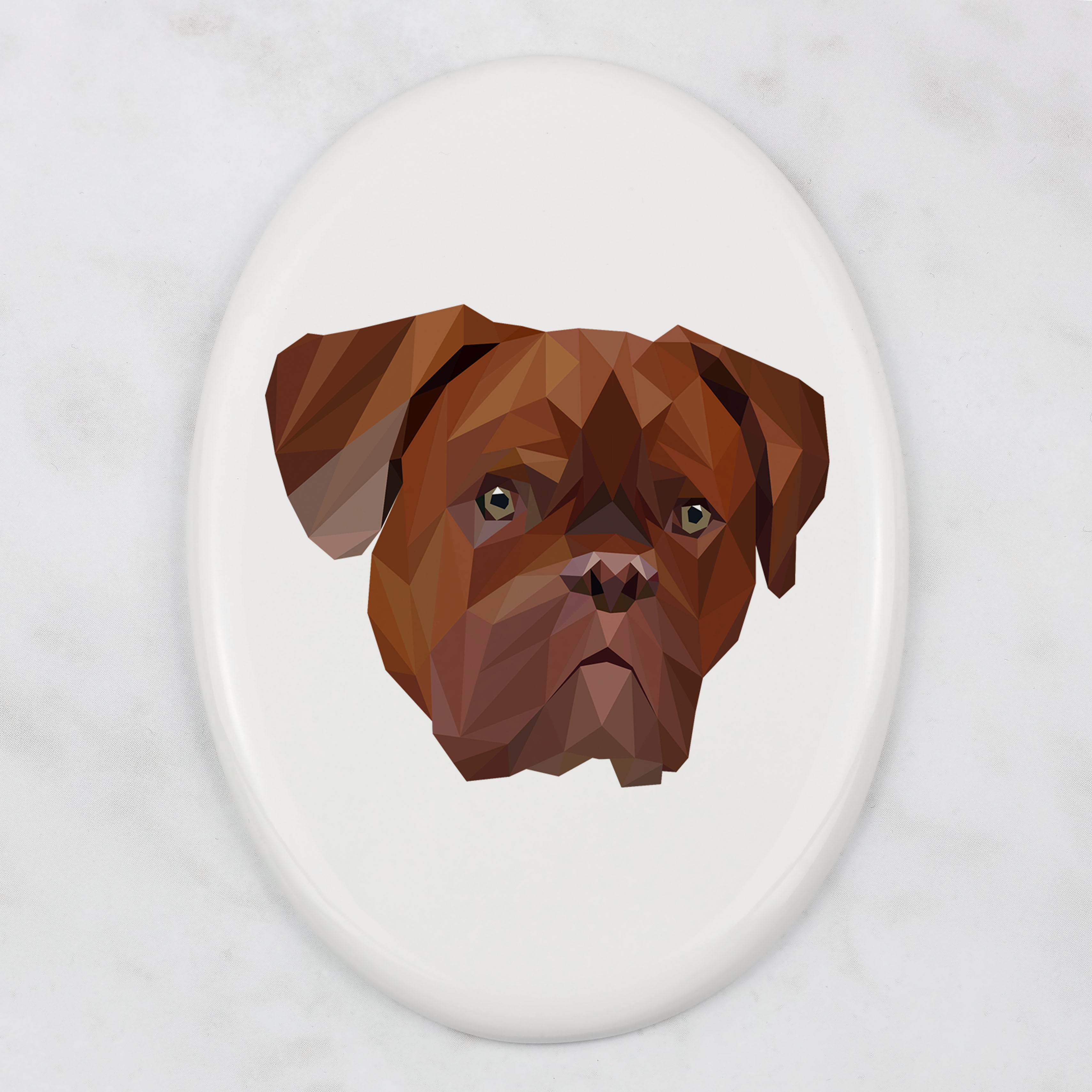 Dogue de Bordeaux, French Mastiff, Bordeauxdog - a plate with a geometric design and the brand name Art-Dog
