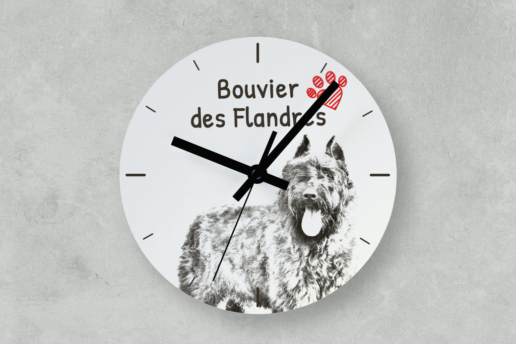 Bouvier des Flandres, Flanders Cattle Dog - wall clock with a dog, shelf clock with a print, personalized home decoration from the Art-Dog brand