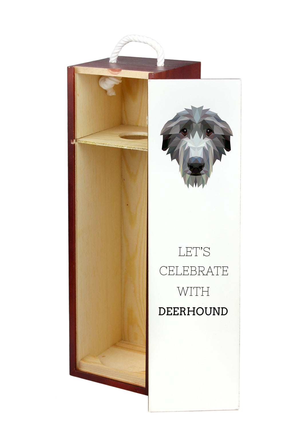 Deerhound, Scottish Deerhound - geometric box with a picture and inscription for wine by Art-Dog