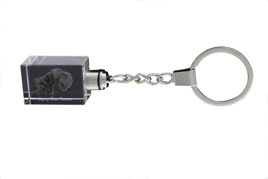 Kerry Blue Terrier, Irish Blue Terrier - Crystal key ring with dog photo, illuminated key ring, unique gift by Art-Dog brand