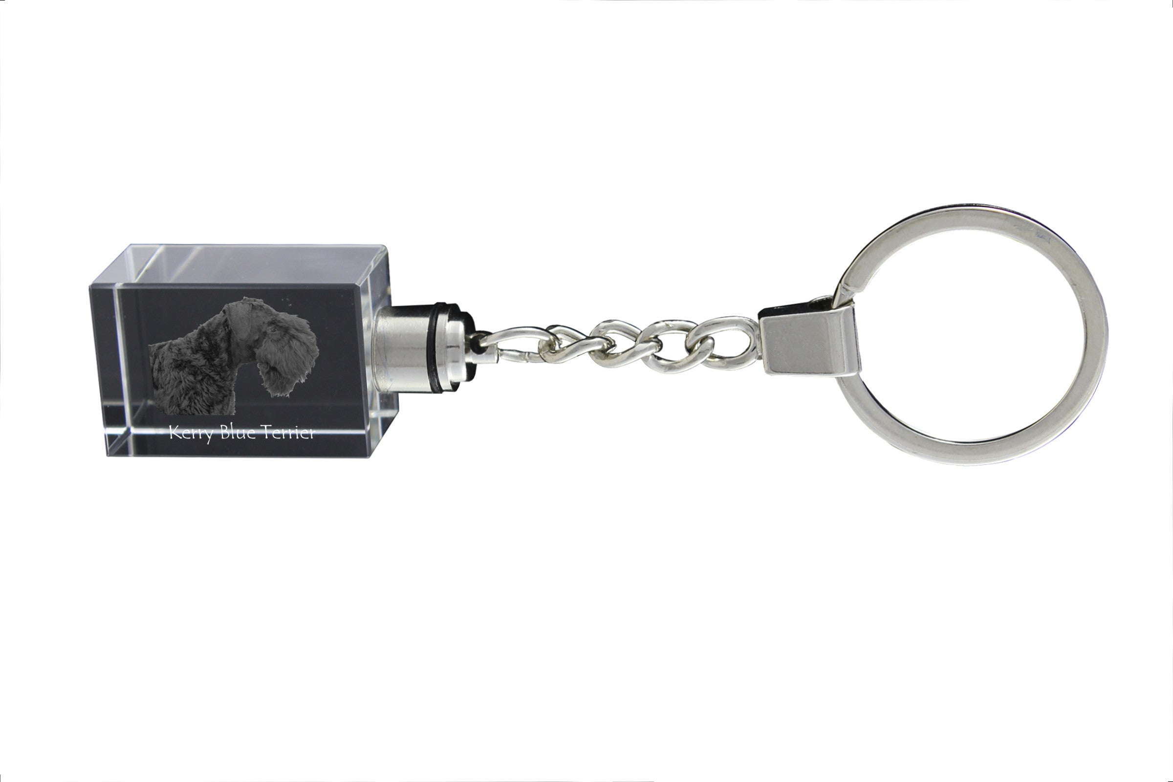 Kerry Blue Terrier, Irish Blue Terrier - Crystal key ring with dog photo, illuminated key ring, unique gift by Art-Dog brand