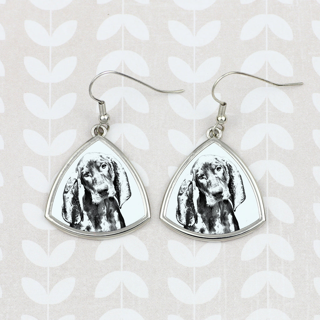Black and Tan Coonhound - dog earrings, hanging earrings with a picture, personalized jewelry with Art-Dog brand print