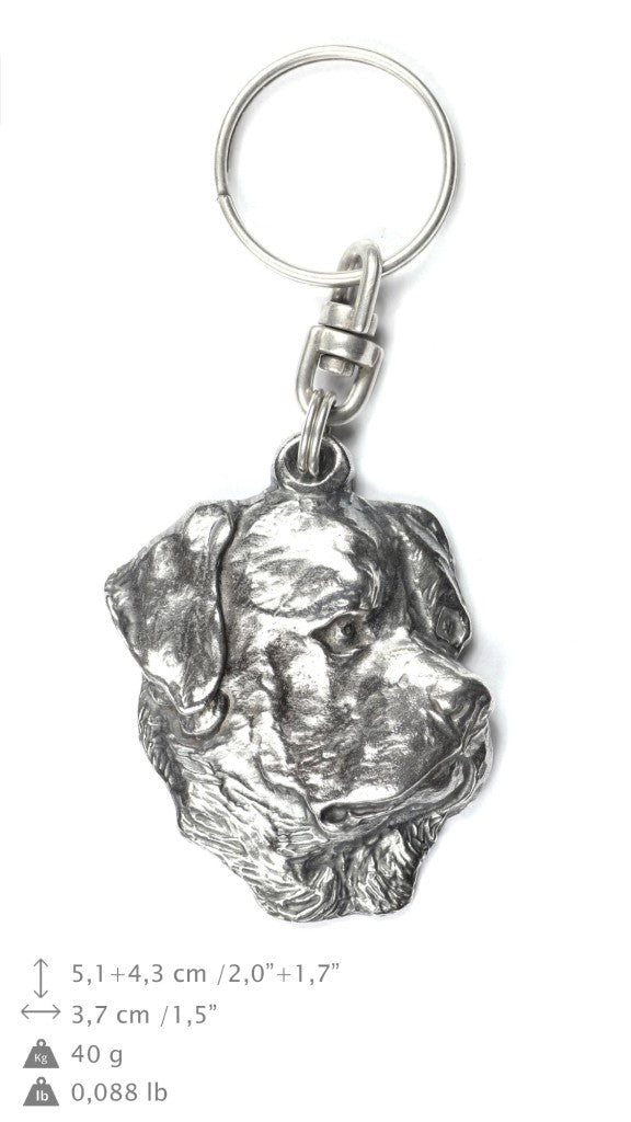 Rottweiler, Rott, Rottie I - Silver-plated pendant with a dog in a decorative box, handbag decoration, backpack pendant by Art-Dog brand