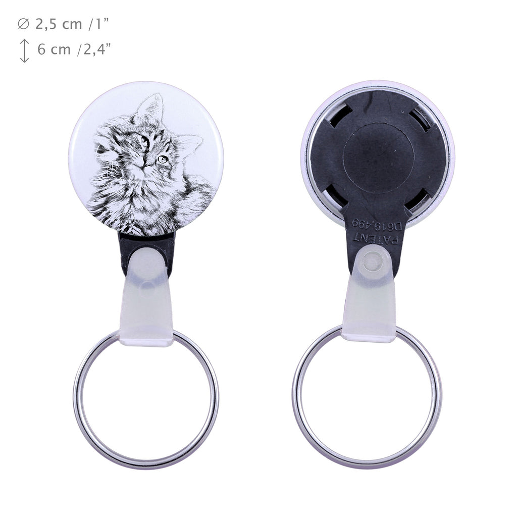 Norwegian Forest - handmade keychain with a cat portrait, purse charm, product of the Art-Dog brand.