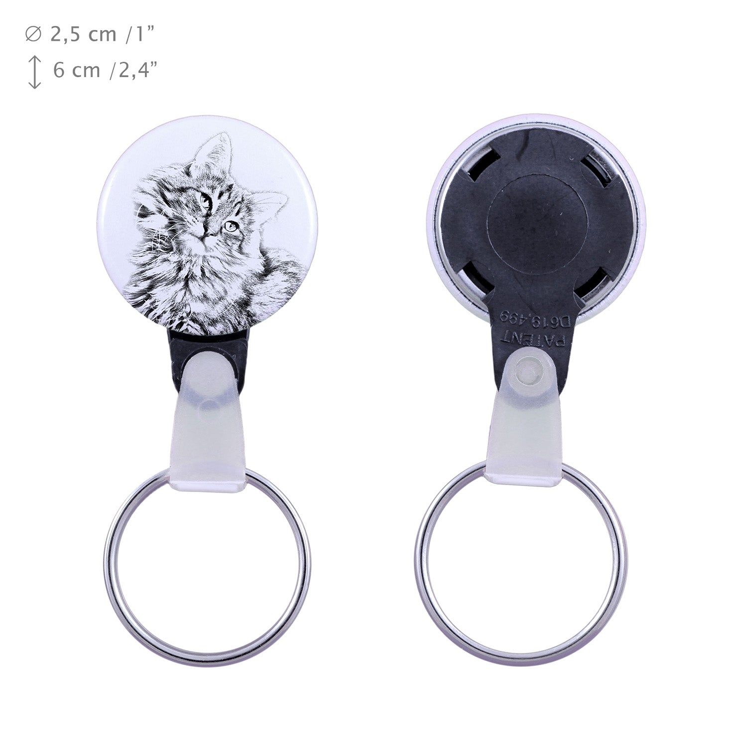 Norwegian Forest - handmade keychain with a cat portrait, purse charm, product of the Art-Dog brand.