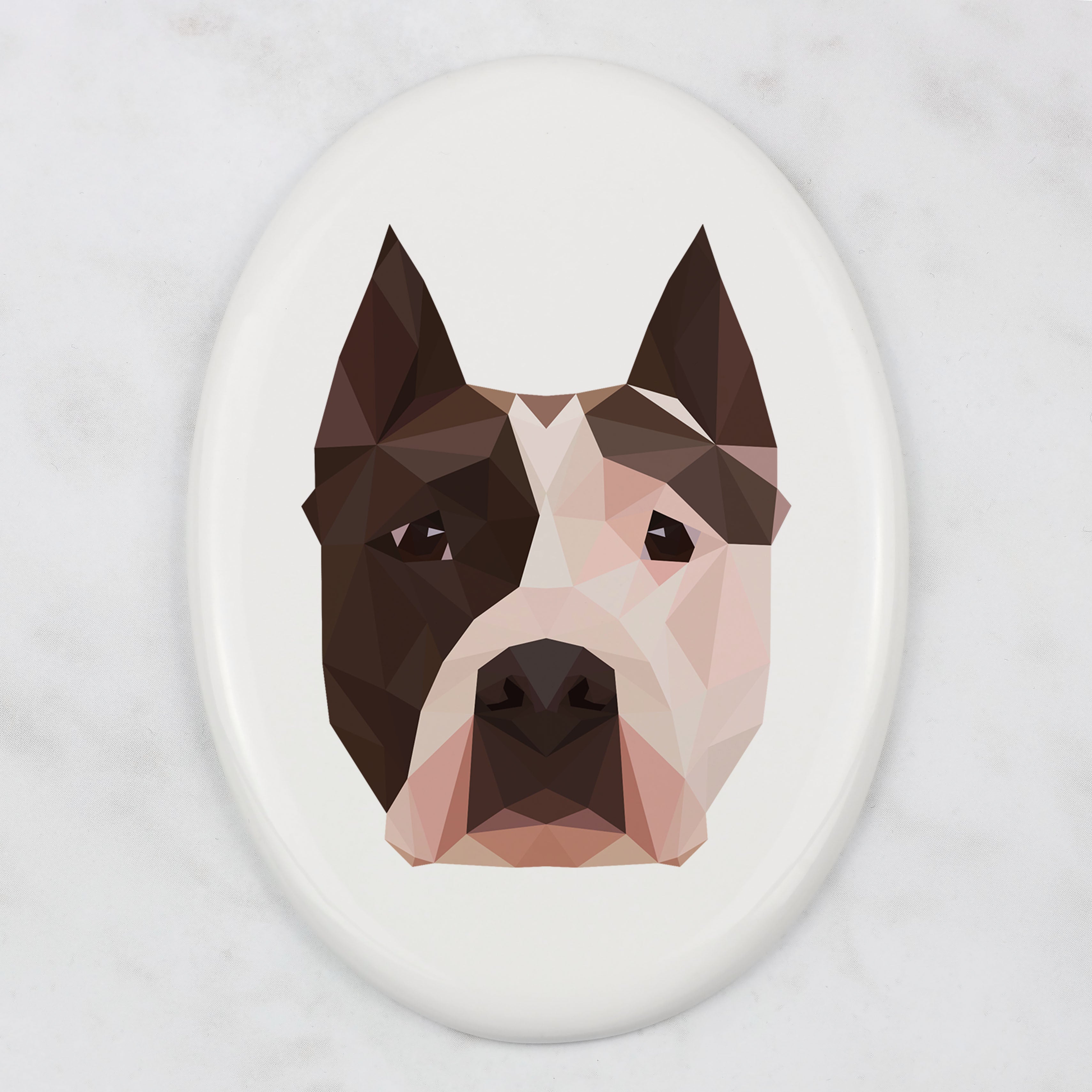 American Staffordshire Terrier, Amstaff - a plate with a geometric design and the brand name Art-Dog