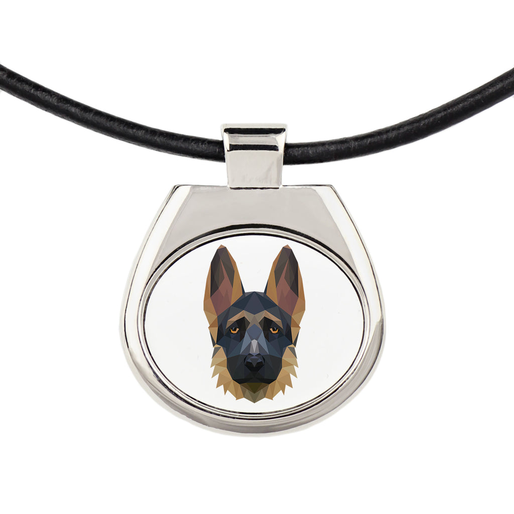 German Shepherd Dog, Alsatian Wolf Dog I - necklace with a geometric design and the inscription "Art-Dog"